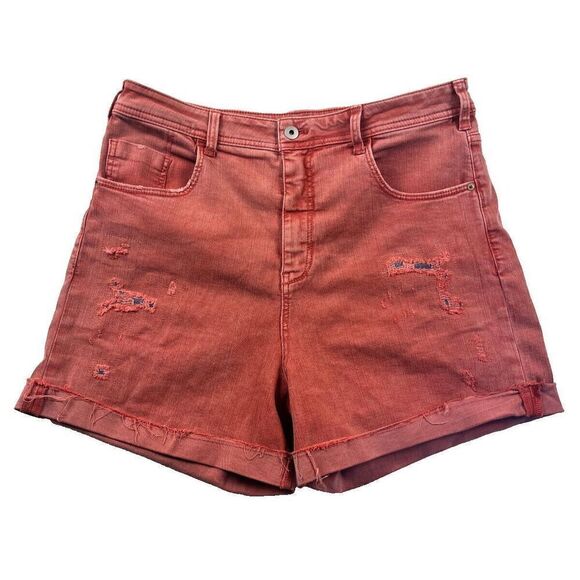 Pilcro and the Letterpress High Waist Denim Cuffed Boyfriend‎ Bermuda Shorts 32 - Picture 1 of 10